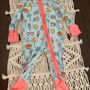 Kids One Piece Pajama - Fun Print with Coral Accents